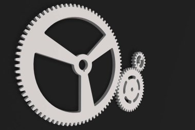 Beyaz dişli ve SMM siyah arka plan üzerine set