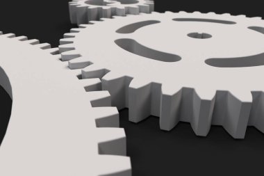 Beyaz dişli ve SMM siyah arka plan üzerine set