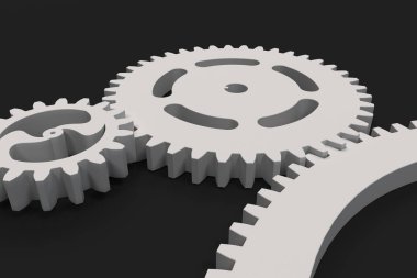 Beyaz dişli ve SMM siyah arka plan üzerine set