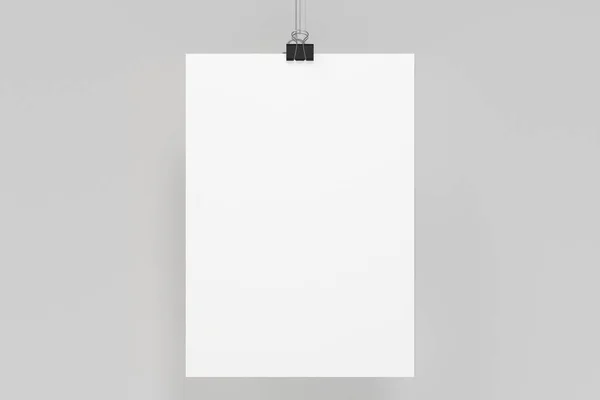 Ciltçi klibini mockup beyaz arka plan üzerinde boş beyaz poster
