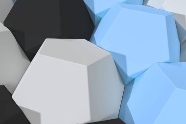 Beyaz, mavi ve siyah altıgen öğelerin desen