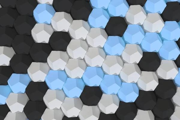 Pattern of white, blue and black hexagonal elements — Stock Photo, Image