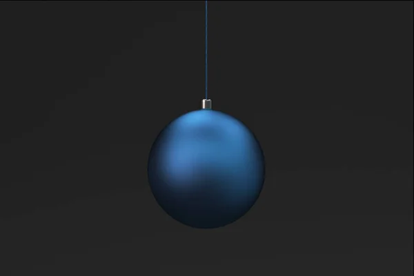黑色背景上的蓝色圣诞球 — 图库照片