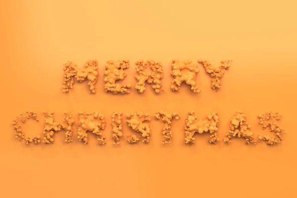 Laranja líquida Palavras de Feliz Natal com gotas no backgro laranja — Fotografia de Stock