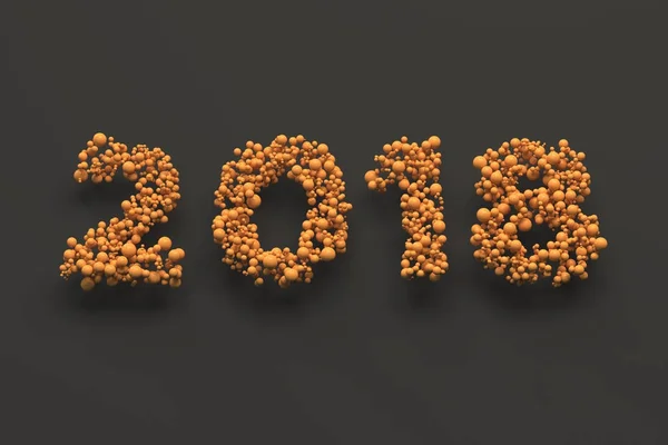 2018 number from orange balls on black background — Stock Photo, Image