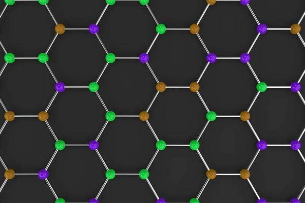Grafen strukturę atomową na czarnym tle — Zdjęcie stockowe