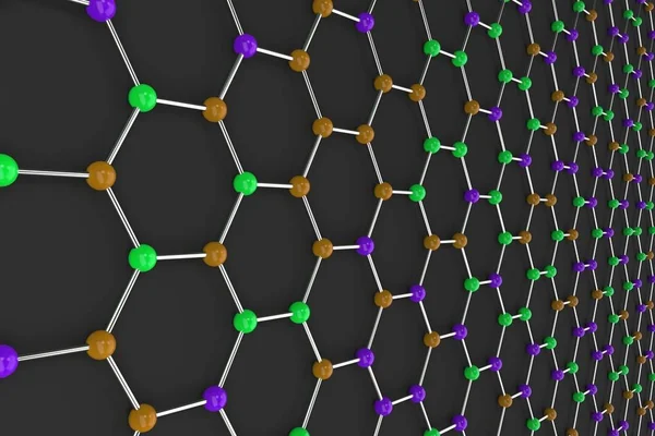 Grafen atomare struktur på sort baggrund - Stock-foto