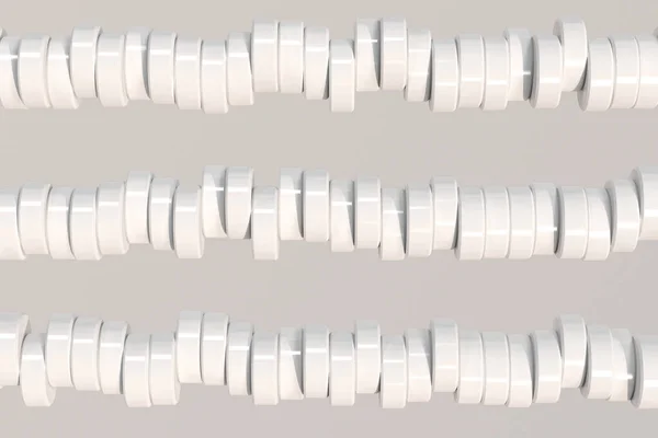 Mönster med vit cylinder tabletter på vit bakgrund — Stockfoto