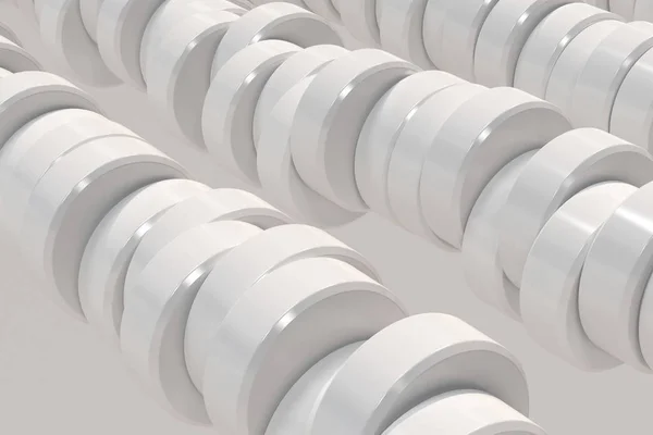 Pattern of white cylinder tablets on white background — Stock Photo, Image