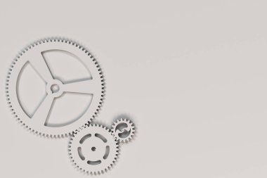 Beyaz dişli ve SMM beyaz arka plan üzerinde set