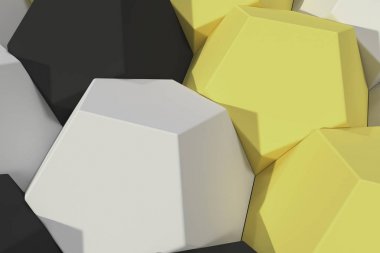 Beyaz, sarı ve siyah altıgen öğelerin desen