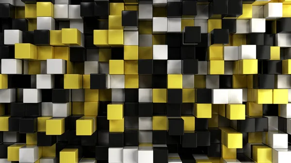 Parede de cubos brancos, pretos e amarelos — Fotografia de Stock