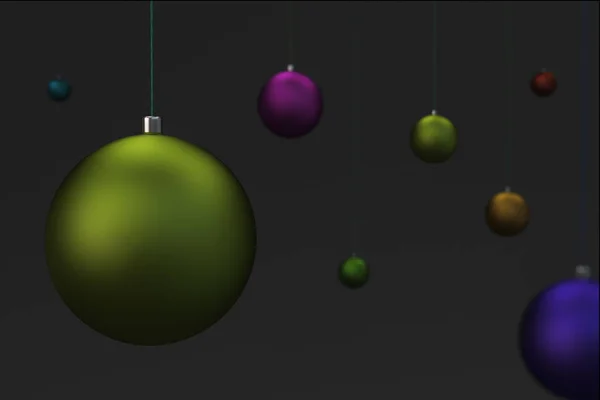Conjunto de bolas de Natal coloridas no fundo preto — Fotografia de Stock