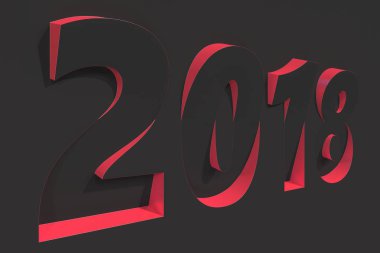 siyah yüzeyi kırmızı taraf ile 2018 numara kısma