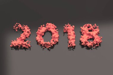 Siyah zemin üzerine kırmızı sıvı 2018 numarasıyla damla