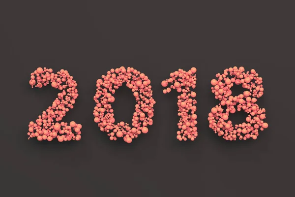 2018 number from red balls on black background — Stock Photo, Image