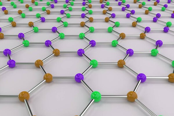 Графеновая атомная структура на белом фоне
