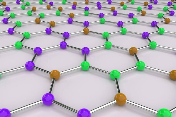 Графеновая атомная структура на белом фоне
