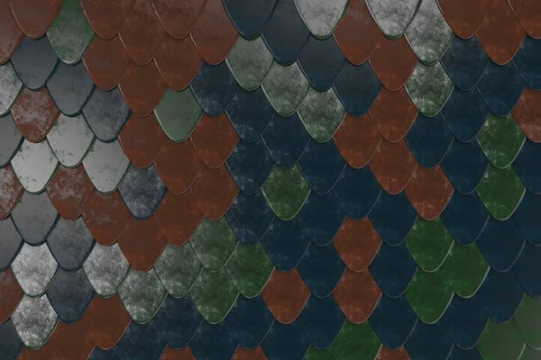 Patroon van afgeronde dakpannen in verschillende kleuren — Stockfoto