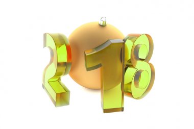 Yeni 2018 yıl cam rakamlar altın dekorasyon top ile sarı
