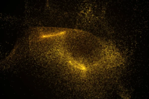 Fondo abstracto hecho de partículas brillantes amarillas en forma de — Foto de Stock