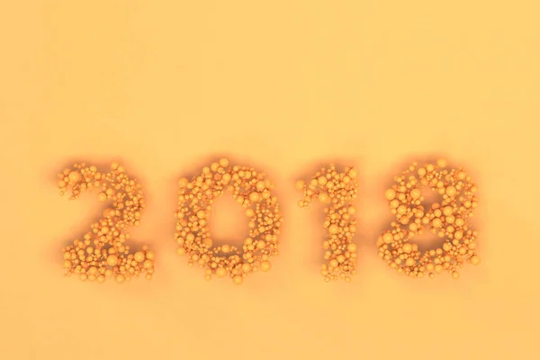 2018 Zahl aus orangen Kugeln auf orangefarbenem Hintergrund — Stockfoto