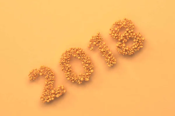 2018 number from orange balls on orange background — Stock Photo, Image