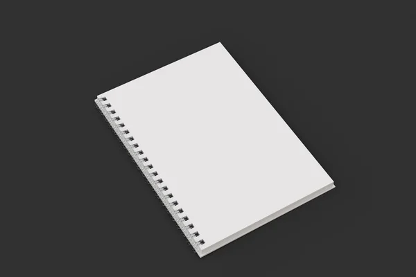 Geopend notebook spiraal gebonden op zwarte achtergrond — Stockfoto
