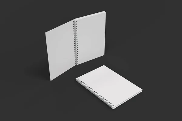 Dos cuadernos con espiral encuadernada sobre fondo negro —  Fotos de Stock
