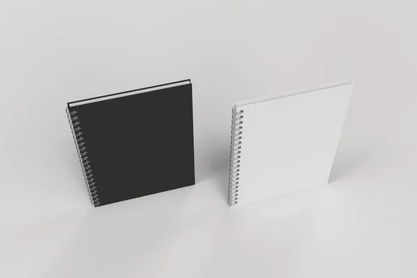 Dos cuadernos con espiral encuadernada sobre fondo blanco — Foto de Stock