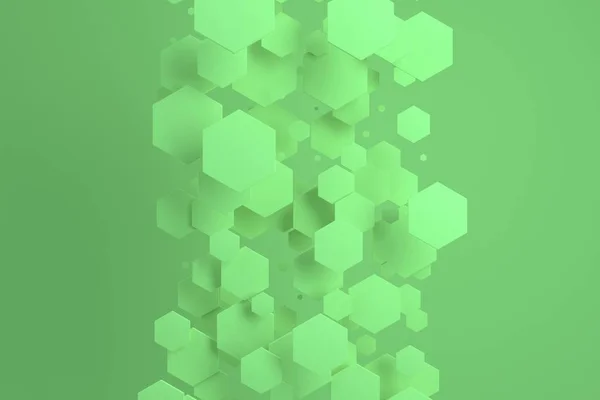 Hexágonos verdes de tamanho aleatório no fundo verde — Fotografia de Stock