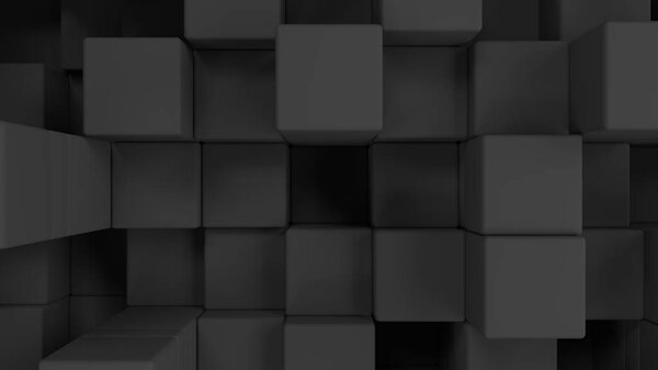 Wall of grey cubes. Abstract 3d background. 3D render illustration