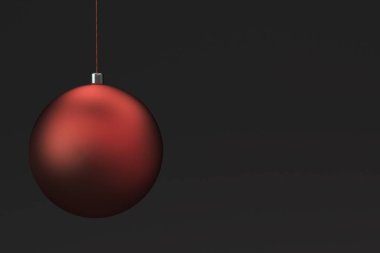 Siyah arkaplanda kırmızı noel topları