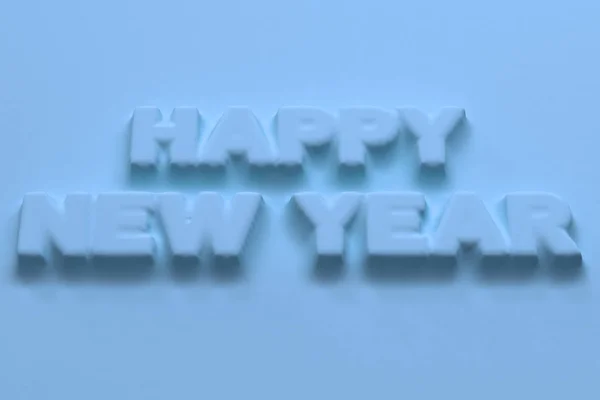 Μπλε ανάγλυφο λέξεις ευτυχισμένο το νέο έτος — Φωτογραφία Αρχείου