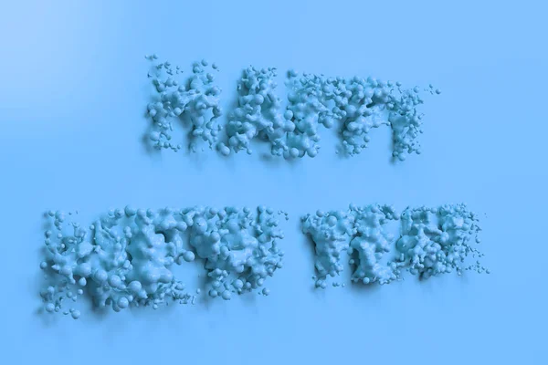 液体蓝色的快乐新的一年的话用滴在蓝色背景 — 图库照片