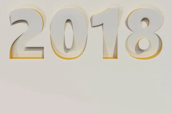 2018 number bas-relief on white surface with yellow sides — Stock Photo, Image