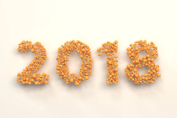 Número 2018 de bolas naranjas sobre fondo blanco — Foto de Stock