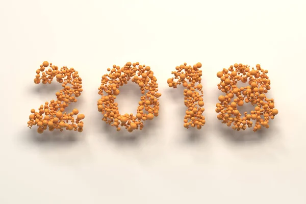 2018 number from orange balls on white background — Stock Photo, Image