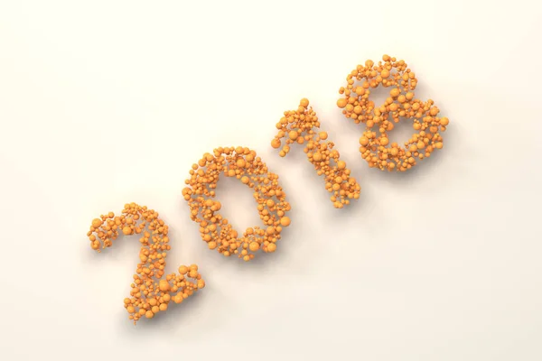 2018 number from orange balls on white background — Stock Photo, Image