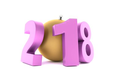 Yeni 2018 yıl Menekşe rakamlar altın dekorasyon top ile metal