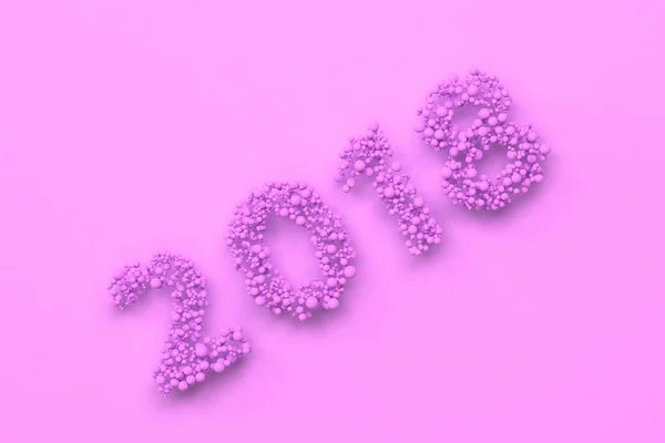 Número 2018 de bolas violetas sobre fondo violeta —  Fotos de Stock
