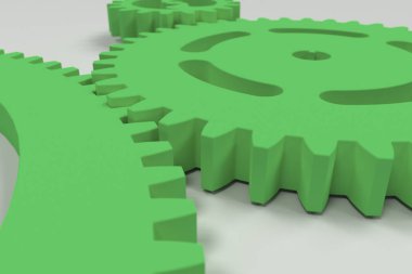 Yeşil Dişliler ve SMM beyaz arka plan üzerinde set