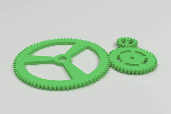 Set of green gears and cogs on white background — Stock Photo, Image