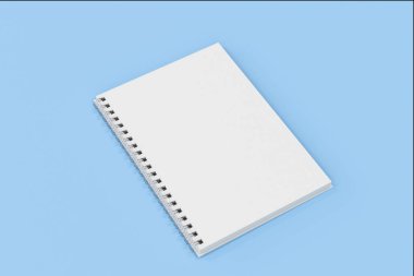 Mavi arka plan üzerinde bağlı Garı defter spiral