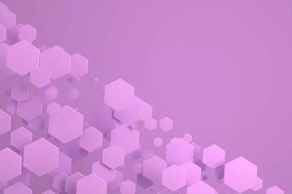 紫色の背景にランダムなサイズのバイオレットの六角形 — ストック写真
