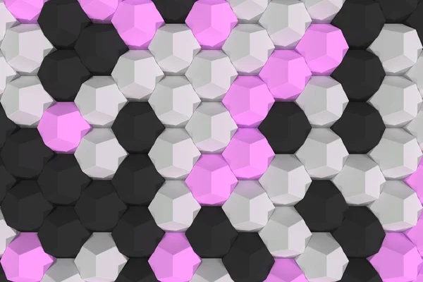 Padrão de elementos hexagonais brancos, violetas e pretos — Fotografia de Stock