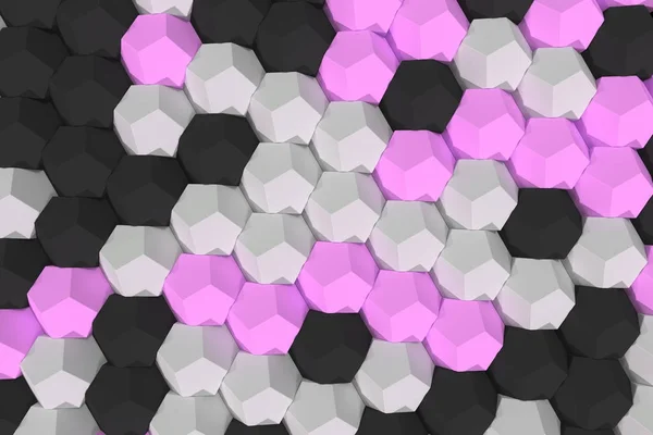 Pattern of white, violet and black hexagonal elements — Stock Photo, Image