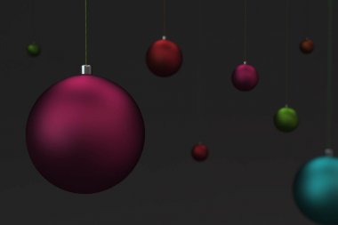 Derma Noel topları siyah arka plan üzerine kümesi