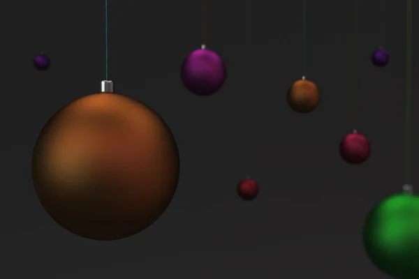 Set of colorfull christmas balls on black background — Stock Photo, Image