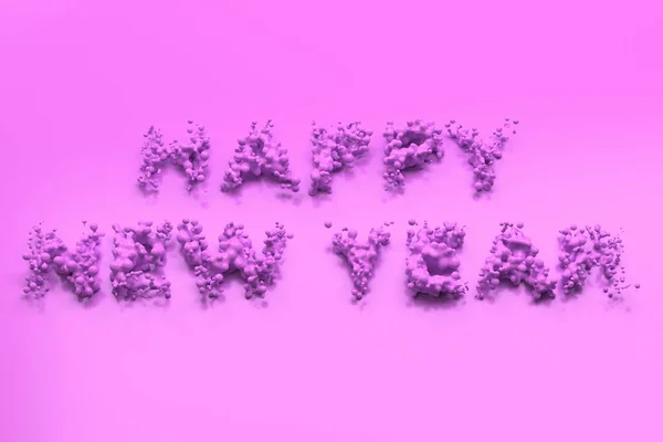 Violet liquide Bonne année mots avec des gouttes sur backgrou violet — Photo